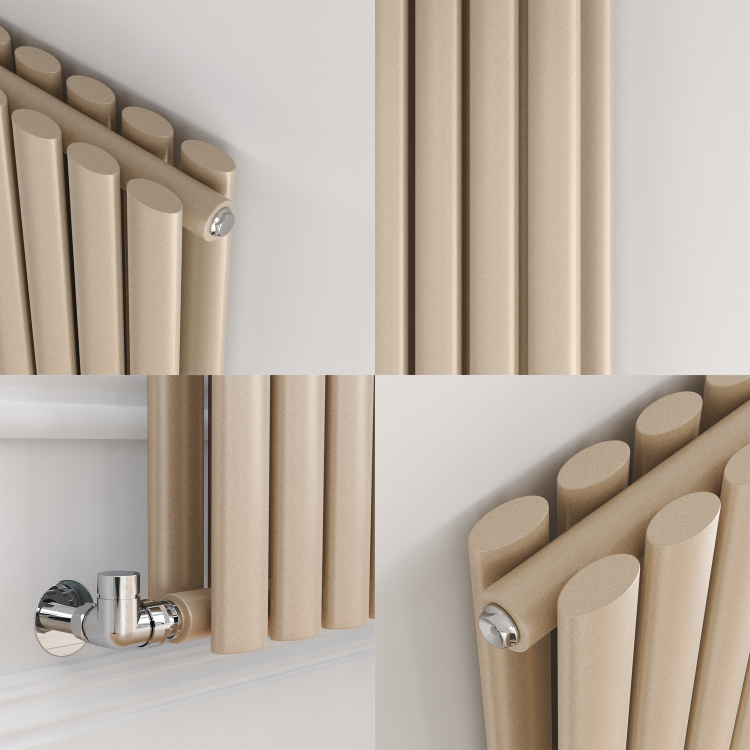 Sorrento Cleopatra Vertical Oval Designer Radiator 1600x354mm Double Panel 3351 BTU