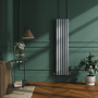 Sorrento Salt & Pepper Vertical Oval Designer Radiator 1600x354mm Double Panel 3351 BTU