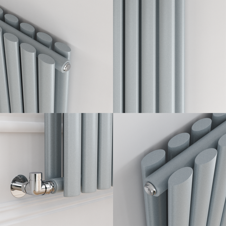 Sorrento Salt & Pepper Vertical Oval Designer Radiator 1600x354mm Double Panel 3351 BTU