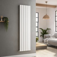Riace White Vertical Flat Designer Radiator 1600x408mm Double Panel 3687 BTU Riace White Vertical Flat Designer Radiator 1600x408mm Double Panel 3687 BTU