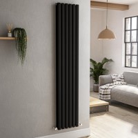 Sorrento Midnight Black Vertical Oval Designer Radiator 1800x354mm Double Panel 3737 BTU Sorrento Midnight Black Vertical Oval Designer Radiator 1800x354mm Double Panel 3737 BTU
