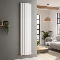 GRADE A1 - Riace White Vertical Flat Designer Radiator 1800x408mm Double Panel 4168 BTU