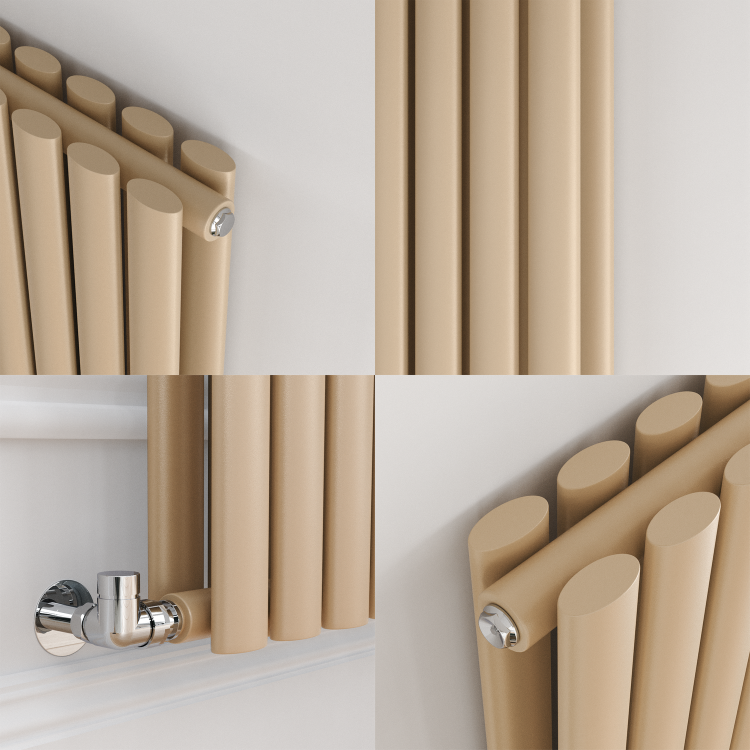 Sorrento Elk brown Vertical Oval Designer Radiator 1600x472mm Double Panel 4468 BTU