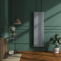 Sorrento Salt & Pepper Vertical Oval Designer Radiator 1600x472mm Double Panel 4468 BTU