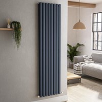 Sorrento Anthracite Vertical Oval Designer Radiator 1800x472mm Double Panel 4983 BTU Sorrento Anthracite Vertical Oval Designer Radiator 1800x472mm Double Panel 4983 BTU