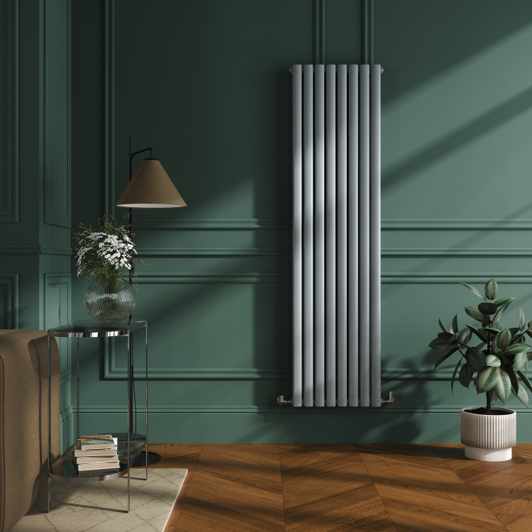 Sorrento Salt & Pepper Vertical Oval Designer Radiator 1800x472mm Double Panel 4983 BTU