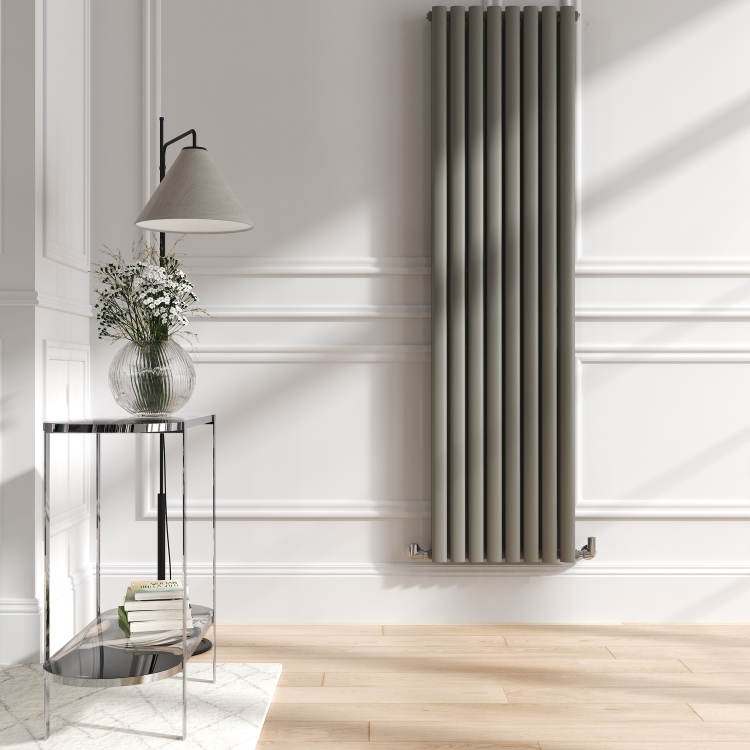 Sorrento Smoked Stone Vertical Oval Designer Radiator 1800x472mm Double Panel 4983 BTU