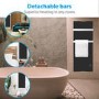 GRADE A2 - 1200W Black Designer Glass Heater Wall Mounted with 2 Towel Rails and Smart WiFi Alexa - IP24 Bathroom Safe 