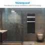 GRADE A2 - 1200W Black Designer Glass Heater Wall Mounted with 2 Towel Rails and Smart WiFi Alexa - IP24 Bathroom Safe 