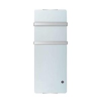 GRADE A3 - 1200W White Designer Glass Heater Wall Mounted with 2 Towel Rails and Smart WiFi Alexa - IP24 Bathroom Safe 