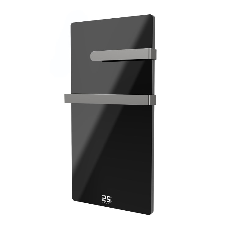 Low Energy 380w Infrared Designer Glass Wall Mounted Heater with Towel Rail and Smart WiFi Alexa - IP24 Bathroom Safe