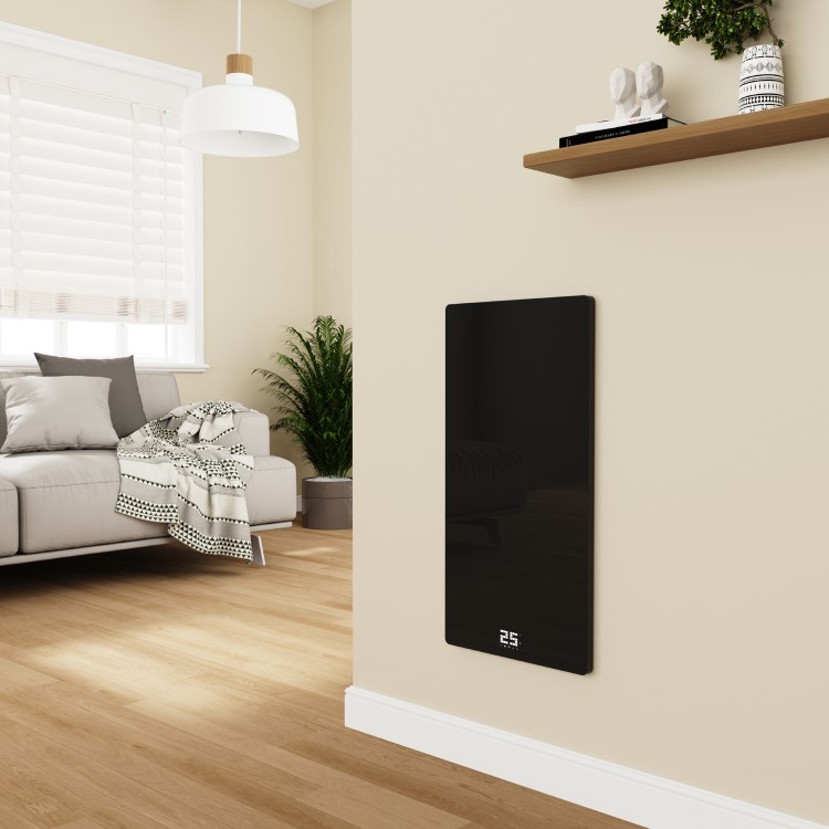 Low Energy 380w Infrared Designer Glass Wall Mounted Heater with Towel Rail and Smart WiFi Alexa - IP24 Bathroom Safe