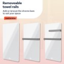 A1/VG2TR-600WWIR Refurbished 600W Smart Infrared Vertical White Glass Designer Wall Heater 550x1100mm with Optional Towel Rail - IP24 Bathroom Safe