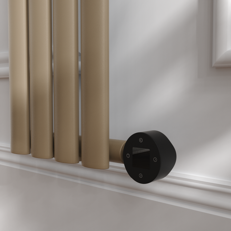 Beige grey Vertical Smart Electric Radiator with Wi-Fi Thermostat - 1KW - H1600xW236 - Bathroom Safe