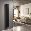 VS4-1600-1BW Midnight Black Vertical Smart Electric Radiator with Wi-Fi Thermostat - 1000W - H1600xW236mm - Bathroom Safe