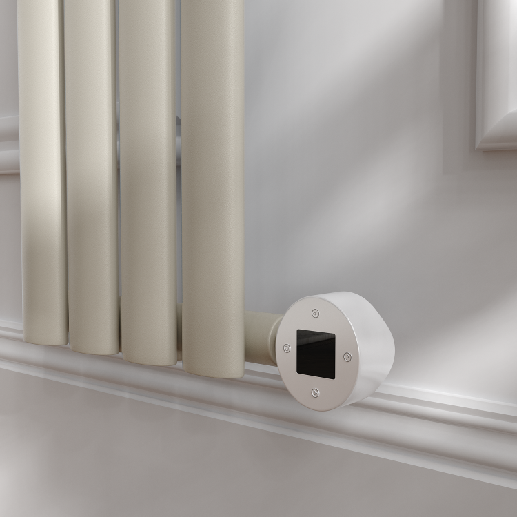 Linen Vertical Smart Electric Radiator with Wi-Fi Thermostat - 1KW - H1600xW236 - Bathroom Safe