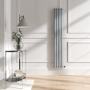 Salt & Pepper Vertical Smart Electric Radiator with Wi-Fi Thermostat - 1KW - H1600xW236 - Bathroom Safe