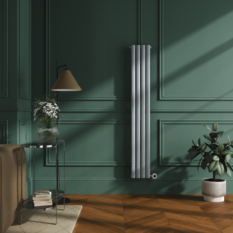 Salt & Pepper Vertical Smart Electric Radiator with Wi-Fi Thermostat - 1KW - H1600xW236 - Bathroom Safe