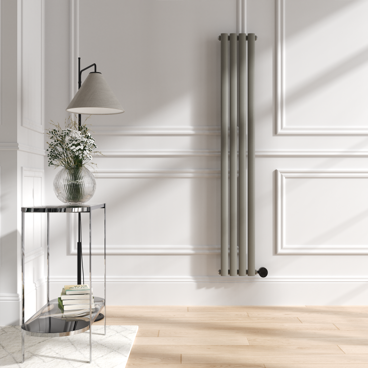 Smoked Stone Vertical Smart Electric Radiator with Wi-Fi Thermostat - 1KW - H1600xW236 - Bathroom Safe