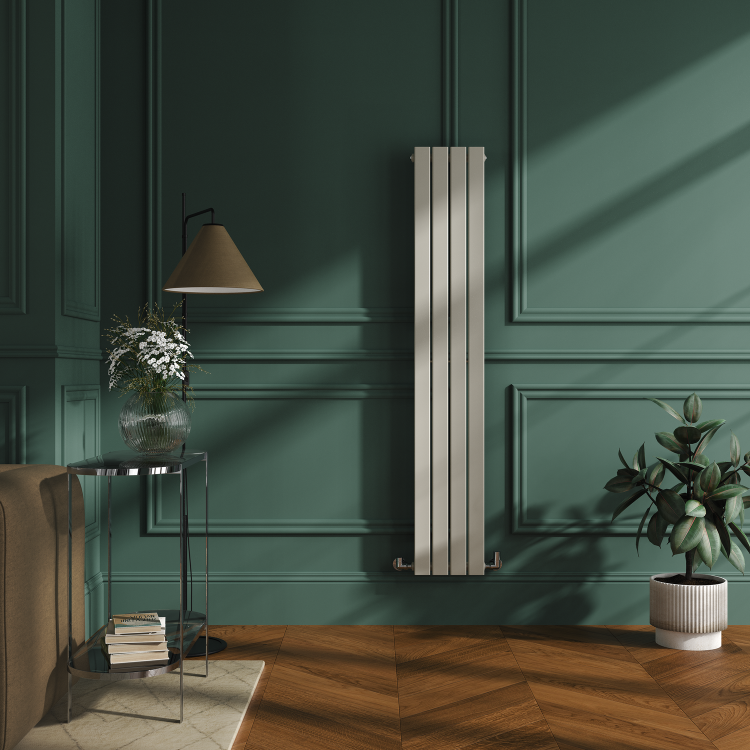 Riace Linen Vertical Flat Designer Radiator 1600x272mm Single Panel 1628 BTU