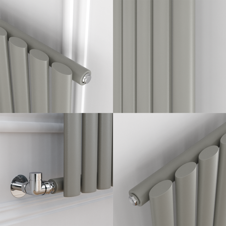 Sorrento Smoked Stone Vertical Oval Designer Radiator 1600x236mm Single Panel 1521 BTU