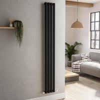 Sorrento Midnight Black Vertical Oval Designer Radiator 1800x236mm Single Panel 1686 BTU Sorrento Midnight Black Vertical Oval Designer Radiator 1800x236mm Single Panel 1686 BTU