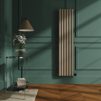 Beige grey Vertical Smart Electric Radiator with Wi-Fi Thermostat - 1KW - H1600xW354 - Bathroom Safe
