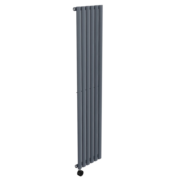 Anthracite Vertical Smart Electric Radiator with Wi-Fi Thermostat - 1kW - H1600xW354mm - Bathroom Safe