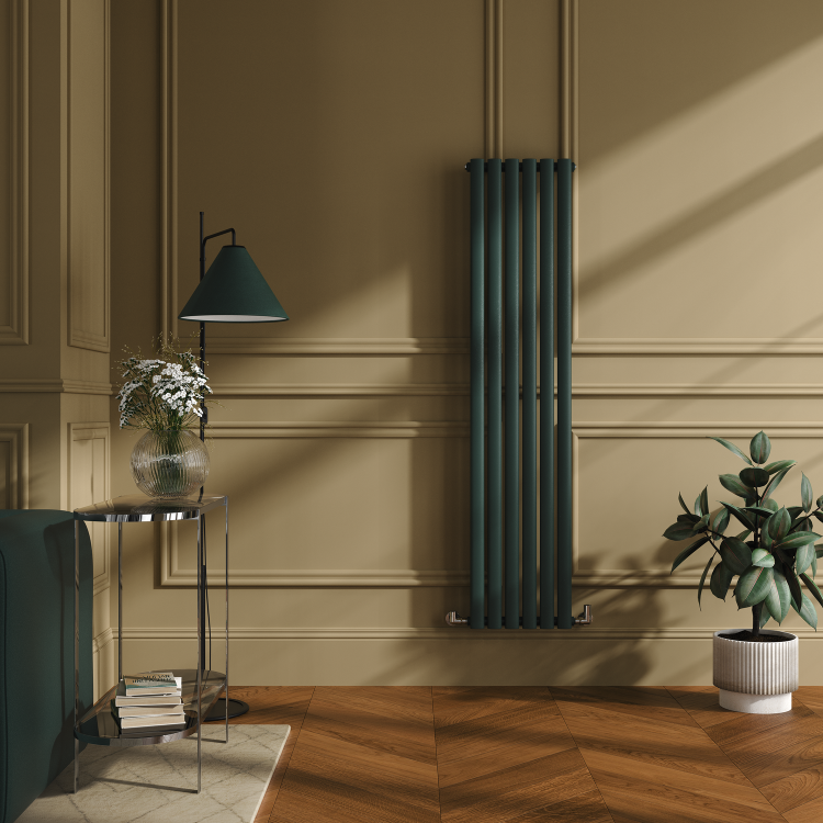 Sorrento Evergreen Vertical Oval Designer Radiator 1600x354mm Single Panel 2282 BTU