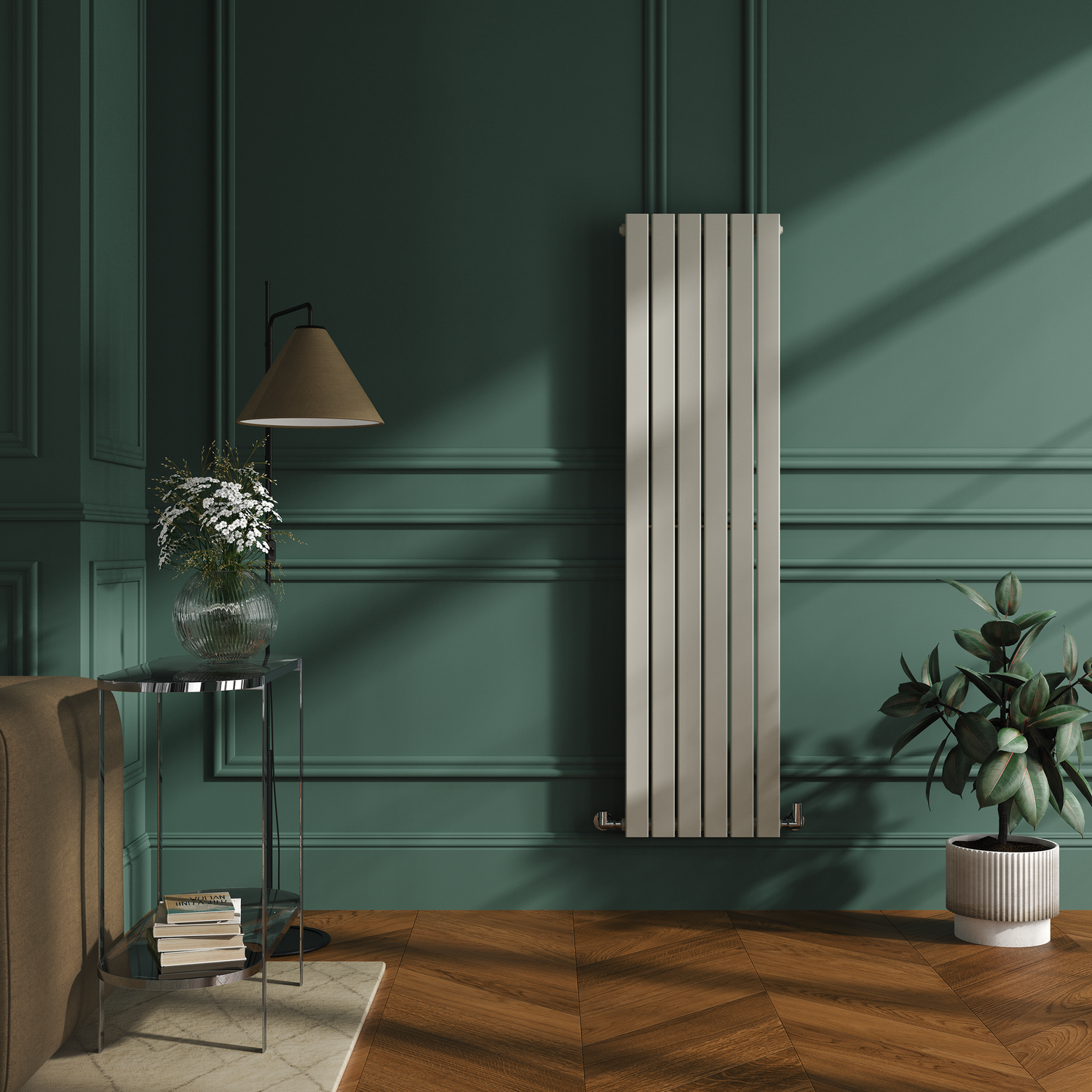 Buy Riace Linen Vertical Flat Designer Radiator 1600x408mm Single Panel ...