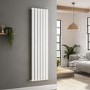 GRADE A1 - Riace White Vertical Flat Designer Radiator 1600x408mm Single Panel 2442 BTU