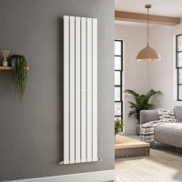 GRADE A1 - Riace White Vertical Flat Designer Radiator 1600x408mm Single Panel 2442 BTU
