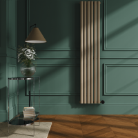 Beige grey Vertical Smart Electric Radiator with Wi-Fi Thermostat - 2x1KW - H1800xW354 - Bathroom Safe