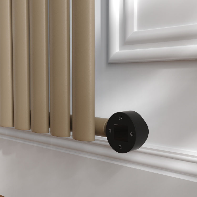 Beige grey Vertical Smart Electric Radiator with Wi-Fi Thermostat - 2x1KW - H1800xW354 - Bathroom Safe