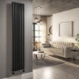 Midnight Black Vertical Smart Electric Radiator with Wi-Fi Thermostat - 2000W - H1800xW354mm - Bathroom Safe