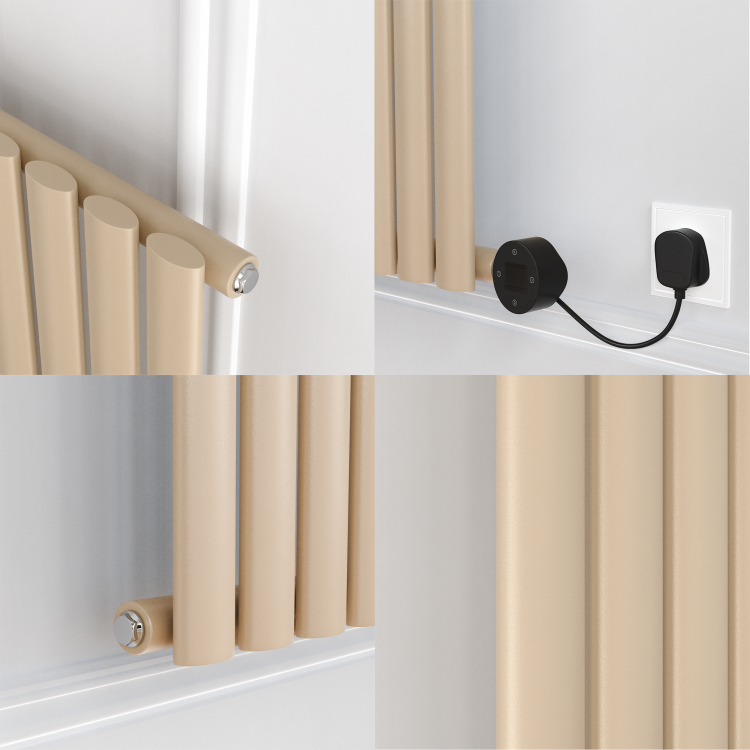 Elk brown Vertical Smart Electric Radiator with Wi-Fi Thermostat - 2x1KW - H1800xW354 - Bathroom Safe