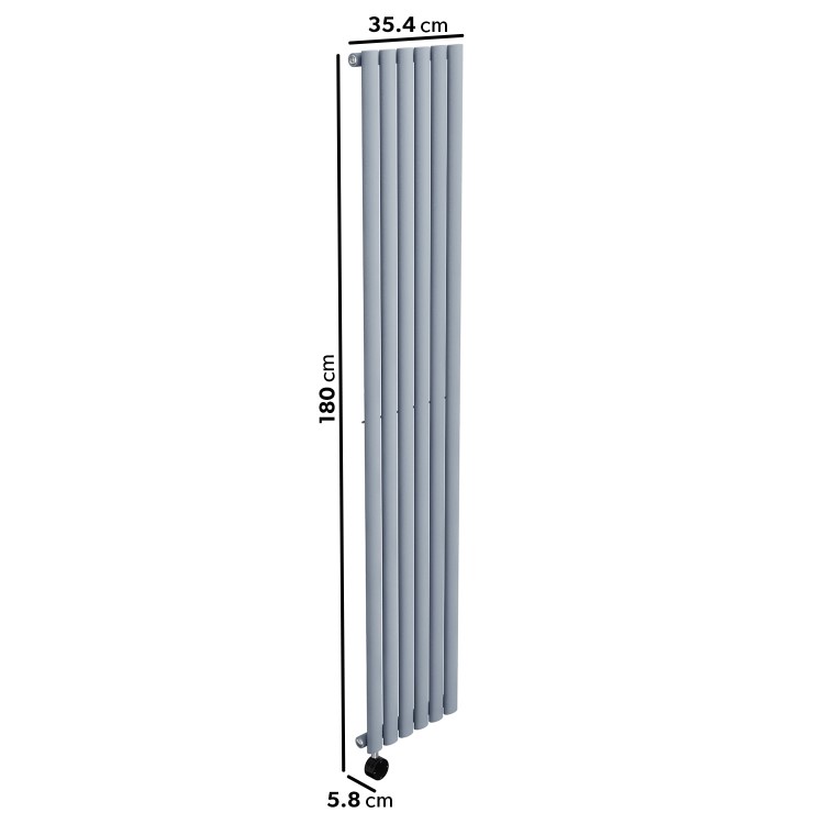 Light Grey Vertical Smart Electric Radiator with Wi-Fi Thermostat - 2000W - H1800xW354mm - Bathroom Safe