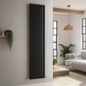 A2/VS6-1800-BCF GRADE A2 - Riace Midnight Black Vertical Flat Designer Radiator 1800x408mm Single Panel 2705 BTU