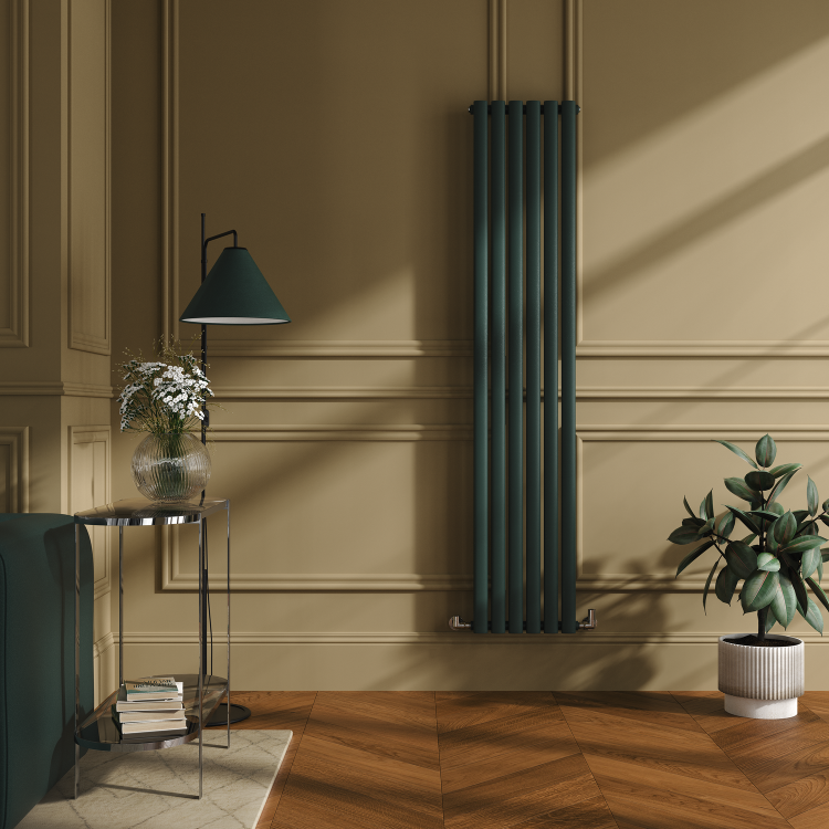 Sorrento Evergreen Vertical Oval Designer Radiator 1800x354mm Single Panel 2530 BTU