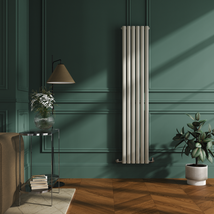 Sorrento Linen Vertical Oval Designer Radiator 1800x354mm Single Panel 2530 BTU