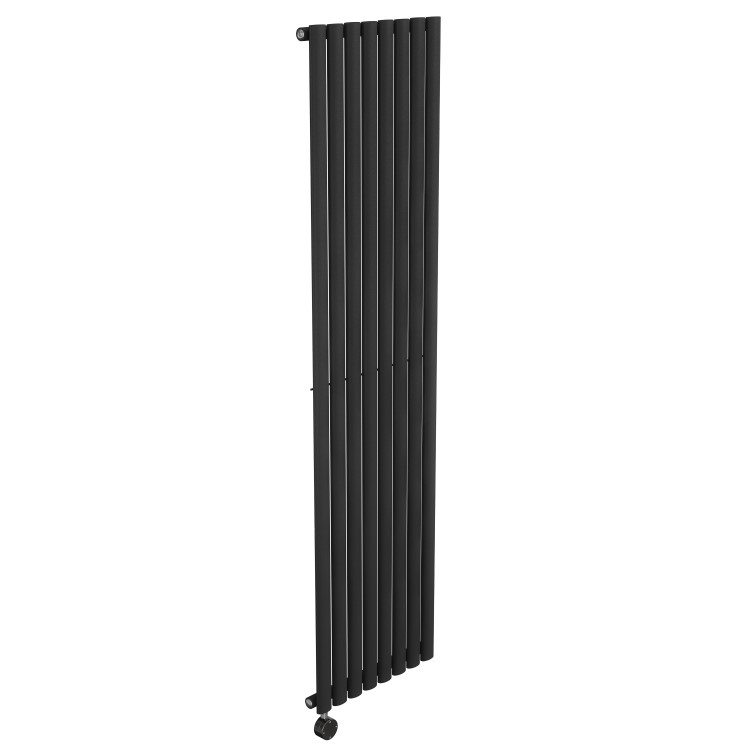 Midnight Black Vertical Smart Electric Radiator with Wi-Fi Thermostat - 2400W - H1800xW472mm - Bathroom Safe