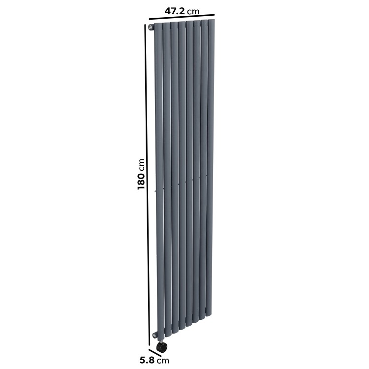 Anthracite Electric Vertical Designer Radiator 2.4kW with Wifi Thermostat - H1800xW472mm - IPX4 Bathroom Safe