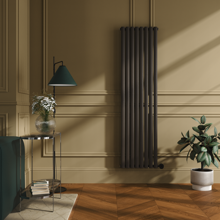 Russet Vertical Smart Electric Radiator with Wi-Fi Thermostat - 2x1.2KW - H1800xW472 - Bathroom Safe
