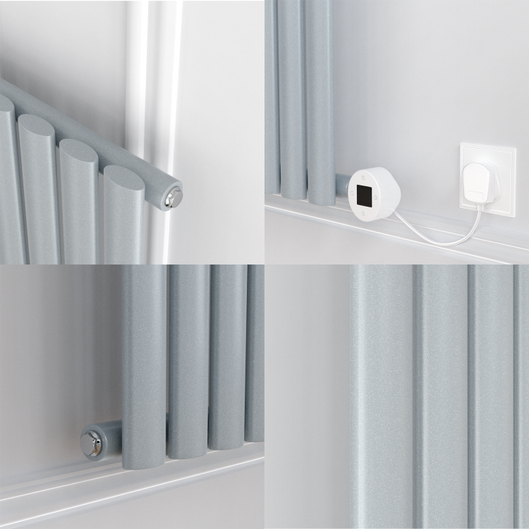 Salt & Pepper Vertical Smart Electric Radiator with Wi-Fi Thermostat - 2400W - H1800xW472 - Bathroom Safe