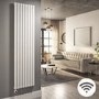 White Electric Vertical Designer Radiator 2.4kW with Wifi Thermostat - H1800xW472mm - IPX4 Bathroom Safe