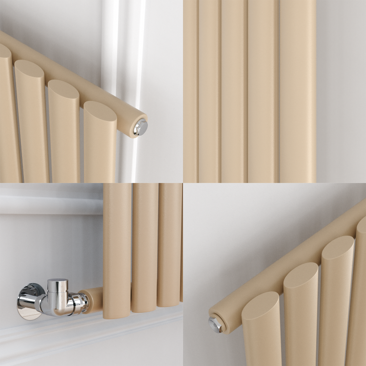 Sorrento Elk brown Vertical Oval Designer Radiator 1800x472mm Single Panel 3373 BTU