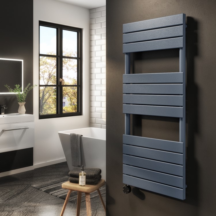 Refurbished electriQ Flat Panel Electric Towel Radiator H1200xW500mm - Grey