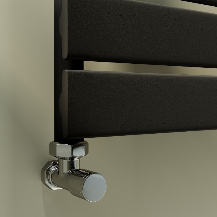 Riace Midnight Black Vertical Flat Towel Radiator 1600x600mm Single Panel 2742 BTU