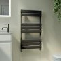 GRADE A1 - Riace Midnight Black Vertical Flat Towel Rail  800x450mm Single Panel 1120 BTU