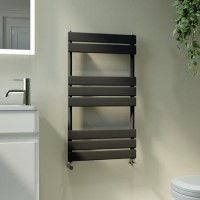GRADE A1 - Riace Midnight Black Vertical Flat Towel Rail  800x450mm Single Panel 1120 BTU